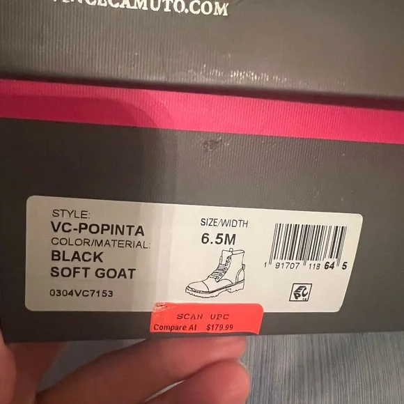 Vince Camuto Popinta Black Leather Zipper Ankle Boots, women's 6.5, new in box - Picture 10 of 11